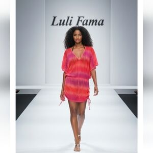 Luli Fama Vibrant Pink and Orange Swim Cover-Up